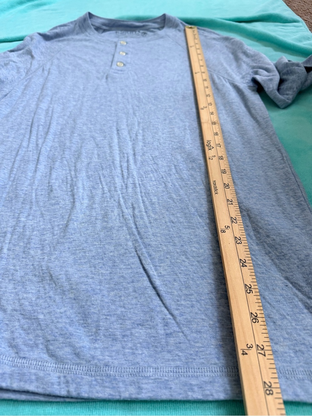 Faherty Cloud Cotton Henley Shirt Size M Heathered Blue Indigo Long Sleeve - Picture 6 of 7